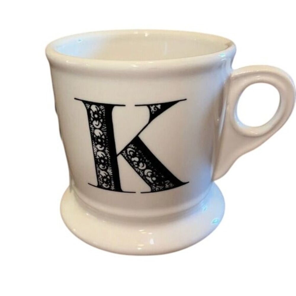Anthropologie White Monogram Mug With Letter "K" Ceramic Cup